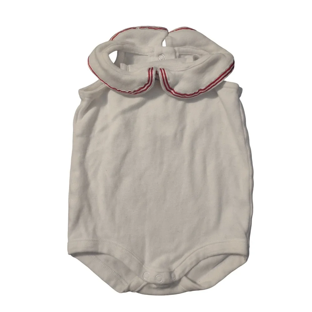 Gymboree Baby Girl‎ Ciao Bella White Bodysuit Sleeveless Peter Pan Collar 0-3M